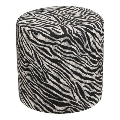 House Nordic Kimberley sittpuff svart/vit, Ø40 cm