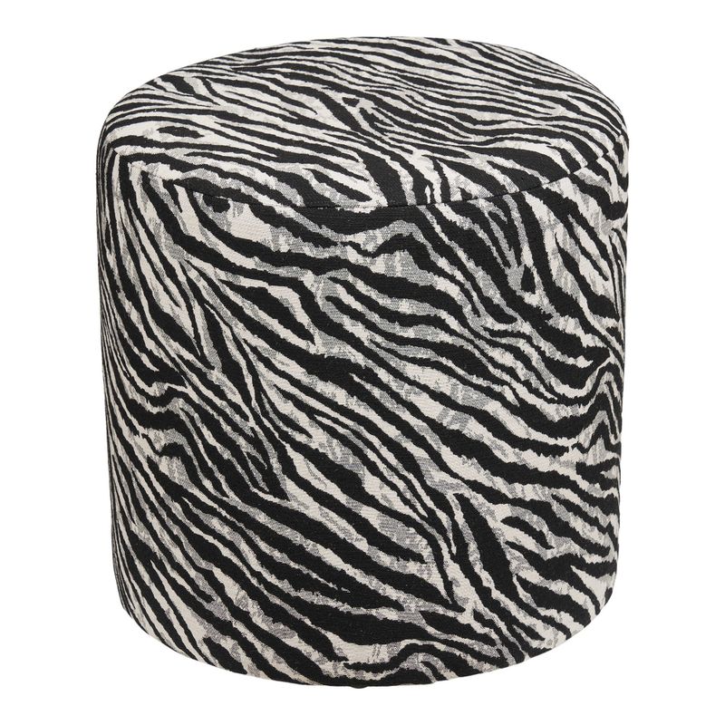 House Nordic Kimberley sittpuff svart/vit, Ø40 cm