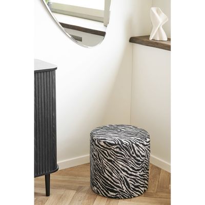 House Nordic Kimberley sittpuff svart/vit, Ø40 cm