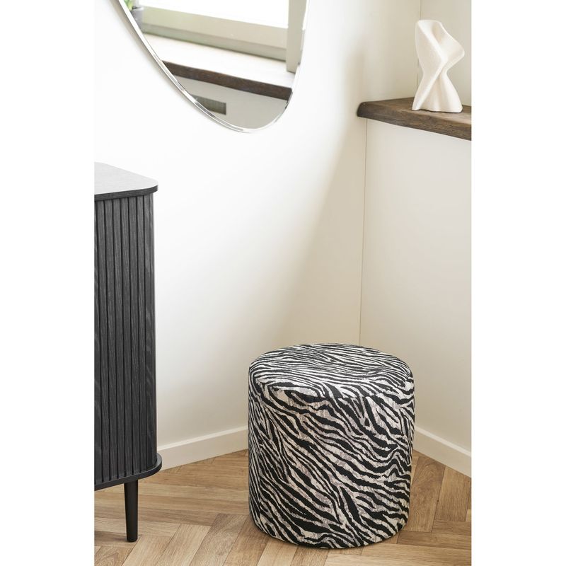 House Nordic Kimberley sittpuff svart/vit, Ø40 cm