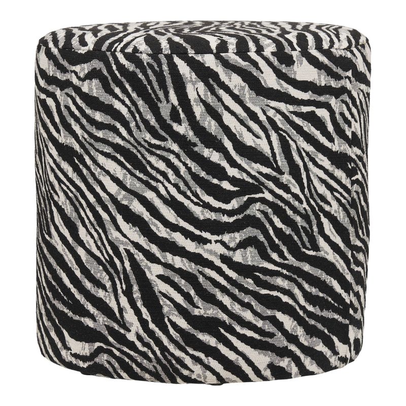 House Nordic Kimberley sittpuff svart/vit, Ø40 cm