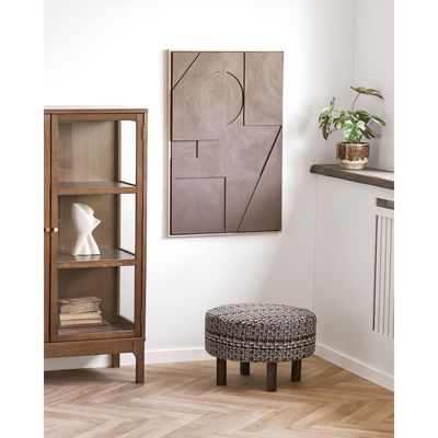House Nordic Falkirk sittpuff svart/vit/brun, Ø50 cm