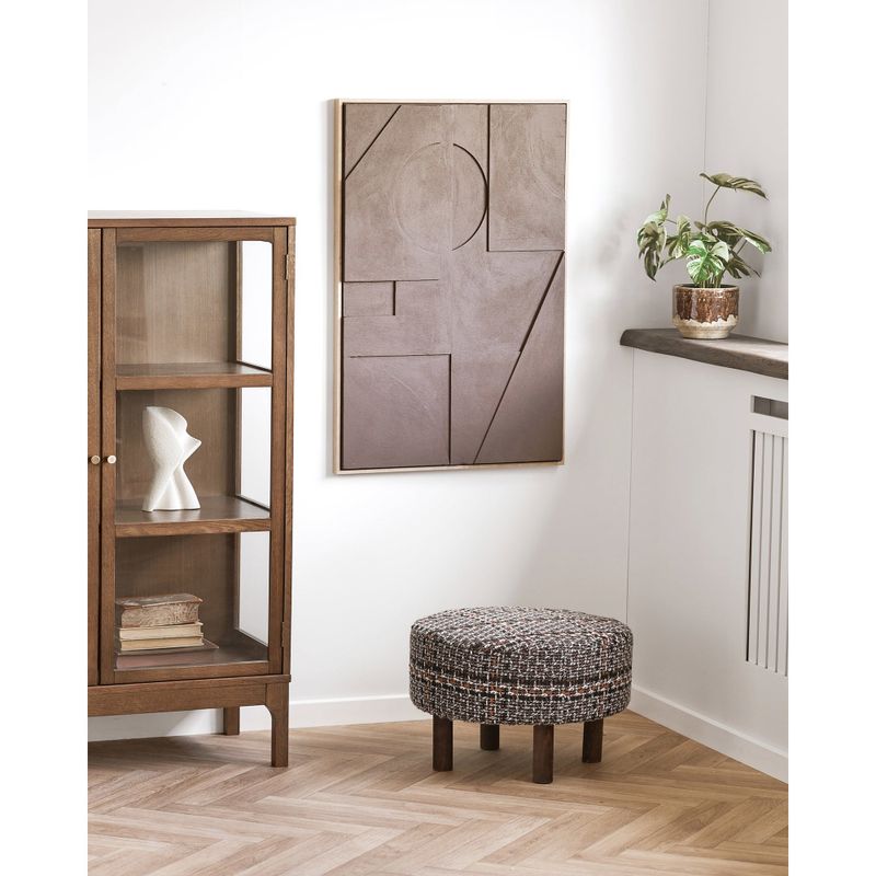 House Nordic Falkirk sittpuff svart/vit/brun, Ø50 cm