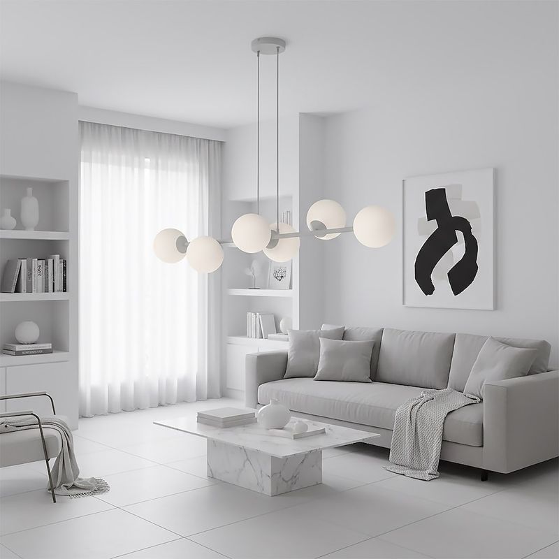 Emibig Lighting Taklampa MAGNUS 6 GRÃ… OPAL