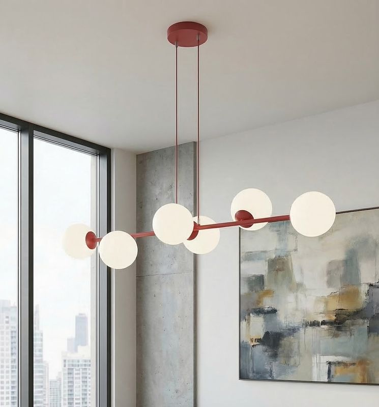 Emibig Lighting Taklampa MAGNUS 6 BURGUNDY OPAL