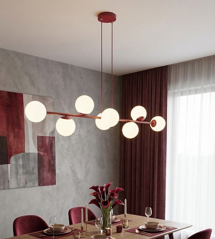 Emibig Lighting Taklampa MAGNUS 8 BURGUNDY OPAL
