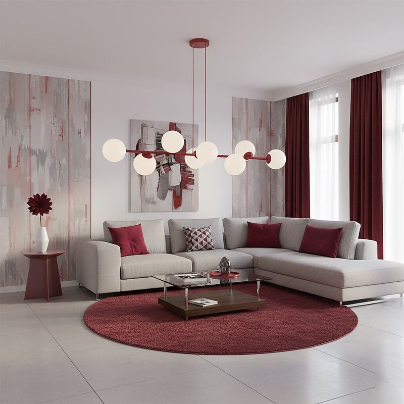 Emibig Lighting Taklampa MAGNUS 8 BURGUNDY OPAL