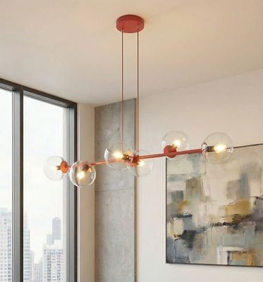 Emibig Lighting Taklampa MAGNUS 6 BURGUNDY TRANSPARENT
