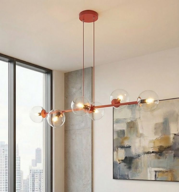 Emibig Lighting Taklampa MAGNUS 6 BURGUNDY TRANSPARENT