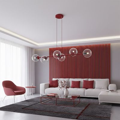 Emibig Lighting Taklampa MAGNUS 6 BURGUNDY TRANSPARENT
