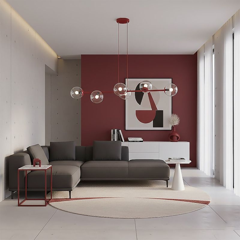 Emibig Lighting Taklampa MAGNUS 6 BURGUNDY TRANSPARENT