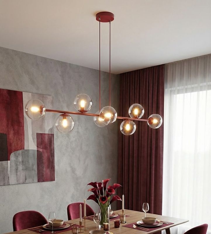 Emibig Lighting Taklampa MAGNUS 8 BURGUNDY TRANSPARENT