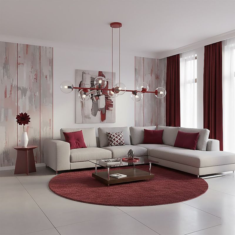 Emibig Lighting Taklampa MAGNUS 8 BURGUNDY TRANSPARENT
