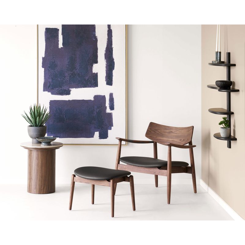House Nordic Olvera Fotstöd - Fotpall, ask/PU, mörkbrun/svart