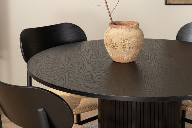 Venture Home Bianca & Polly Runt Matbord ⌀110 Svart + 4 st Matstolar Svart
