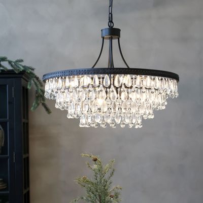 Chiq Antique Versailles Ljuskrona med droppformade glasprismor