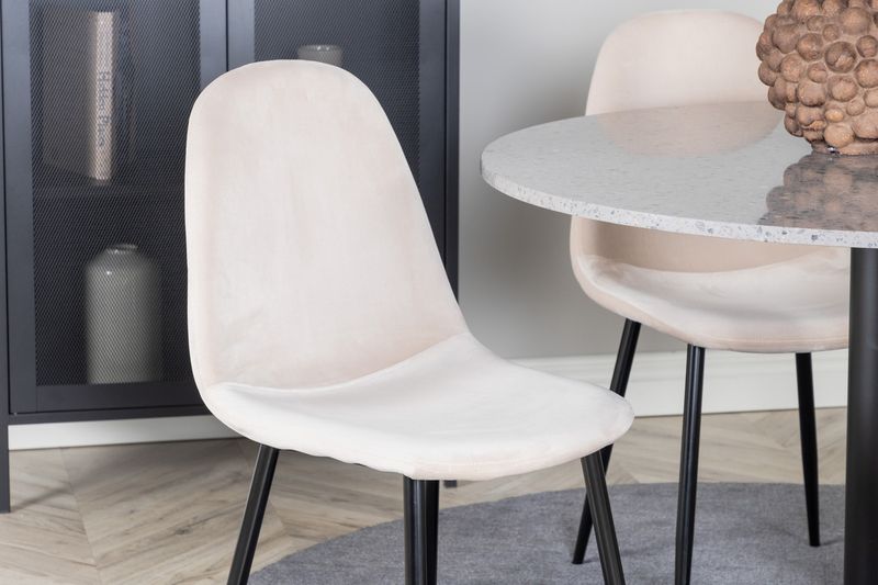 Venture Home Razzia & Polar Runt Matbord ⌀106 Grå + 4 st Matstolar Beige