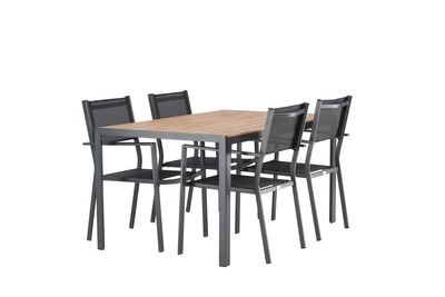 Venture Home Copacabana & Break 4 st Matstolar Svart + Rektangulärt Matbord 150 x 90 Svart