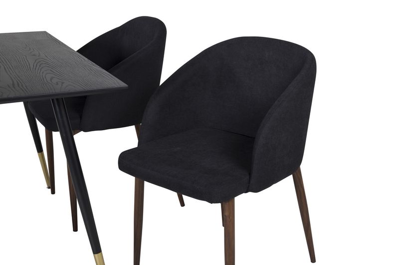 Venture Home Arch & Dipp 4 st Matstolar Svart + Rektangulärt Matbord 120 x 85 Svart