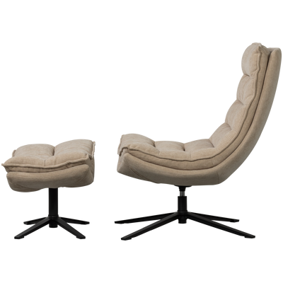 WOOOD Kube Svängbar Fåtölj med Fotpall Natur