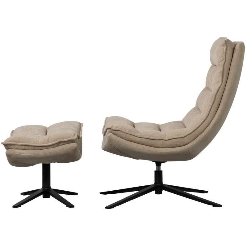 WOOOD Kube Svängbar Fåtölj med Fotpall Natur