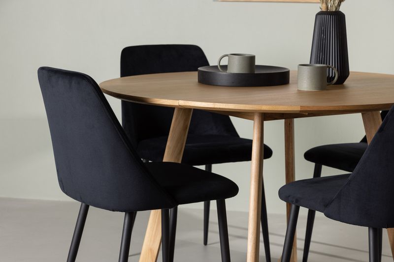 Venture Home Yakidon & Night Runt Matbord ⌀120 Brun + 4 st Matstolar Svart