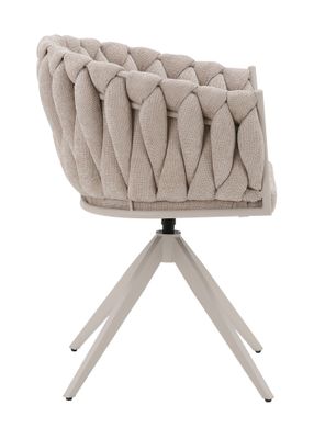 Homerebels Wave Chair Matstol Beige – Flätad rygg & 360° roterbar