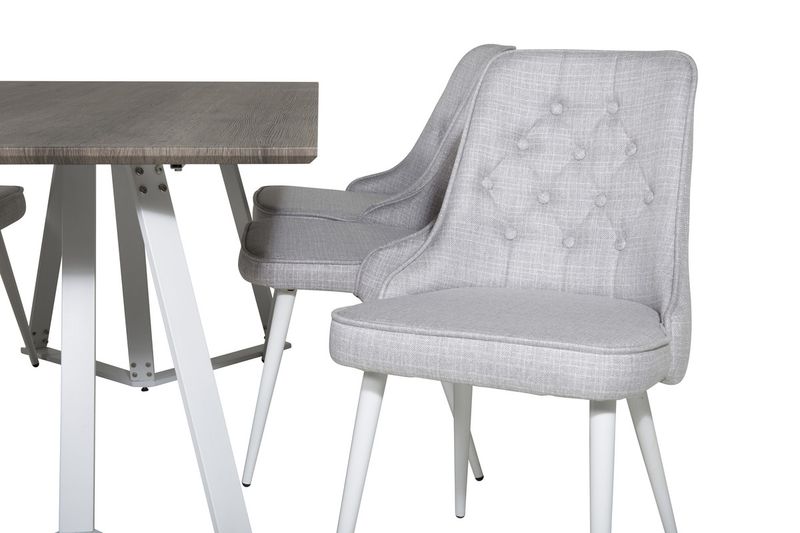 Venture Home Marina & Velvet Deluxe Rektangulärt Matbord 180 x 90 Grå + 6 st Matstolar Ljusgrå