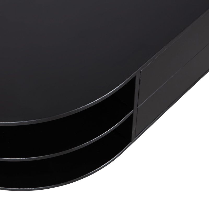 WOOOD FINCA TV-bänk rund vänster 78 cm grangren djup svart