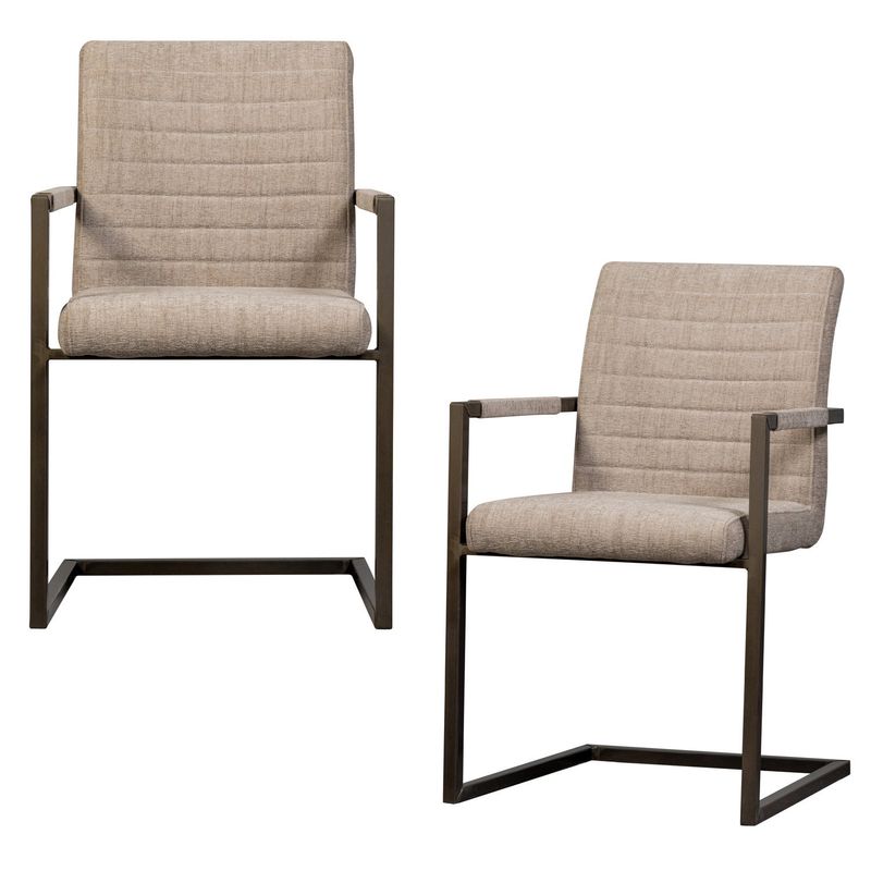 WOOOD Bas Matstol i Vävd Tyg Sand Melange 2 st