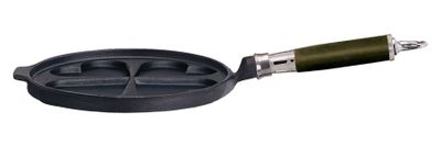Ronneby Bruk, Plättpanna Gjutjärn 25 cm Hjärtformade Urtag & Silikonklätt Handtag