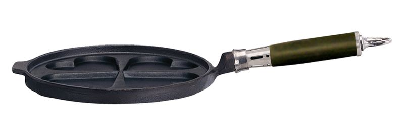 Ronneby Bruk, Plättpanna Gjutjärn 25 cm Hjärtformade Urtag & Silikonklätt Handtag