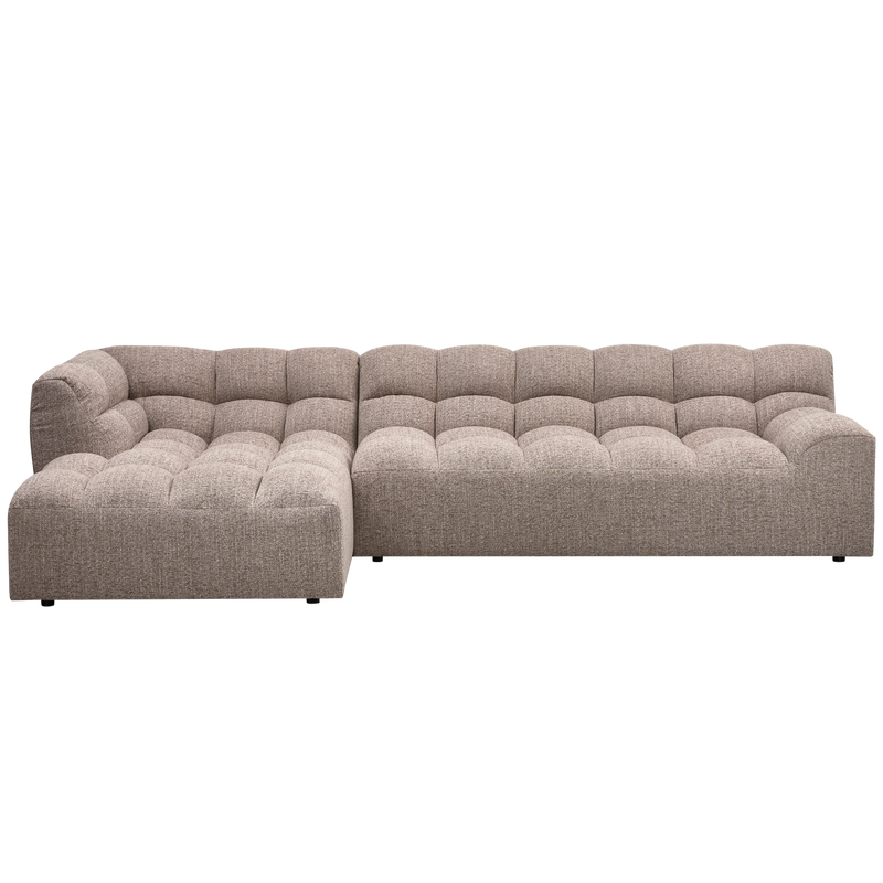 WOOOD ALLURE Schäslongsoffa Vänster Vävd Brun melange