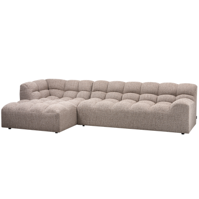 WOOOD ALLURE Schäslongsoffa Vänster Vävd Brun melange