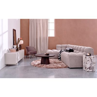 WOOOD ALLURE Schäslongsoffa Vänster Vävd Brun melange