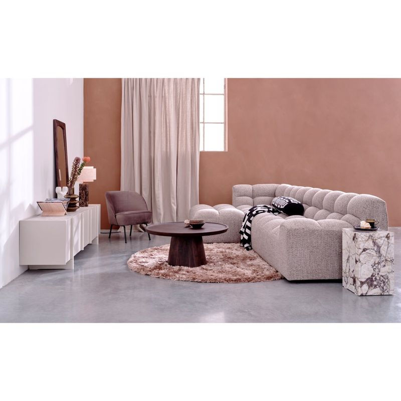 WOOOD ALLURE Schäslongsoffa Vänster Vävd Brun melange