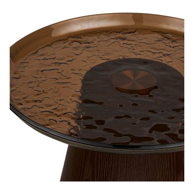 House Nordic Orvieto Sidobord - Askfaner/glas, brun, ø50x48 cm