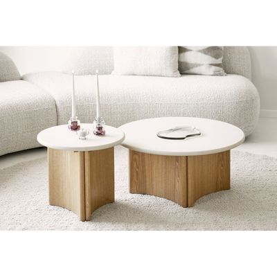 House Nordic Motril runt soffbord vit/natur, Ø80 cm