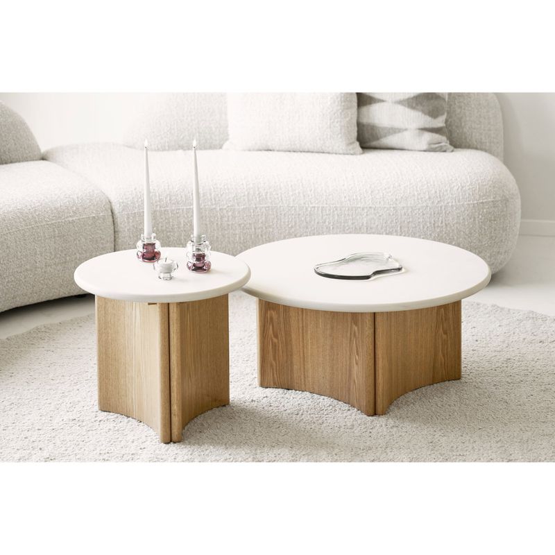 House Nordic Motril runt soffbord vit/natur, Ø80 cm