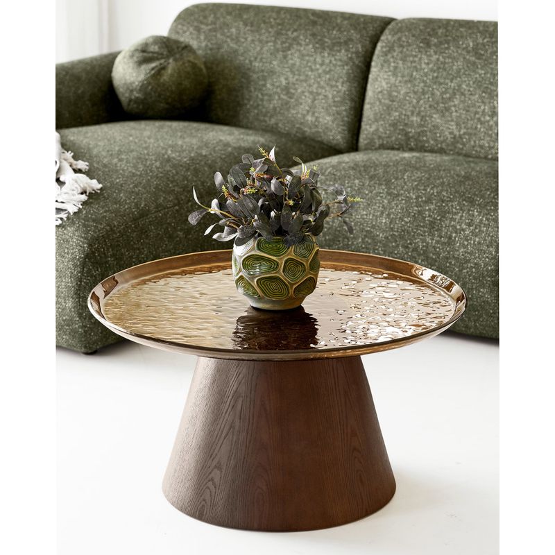 House Nordic Orvieto Soffbord - Askfaner/glas, brun, ø80x42 cm