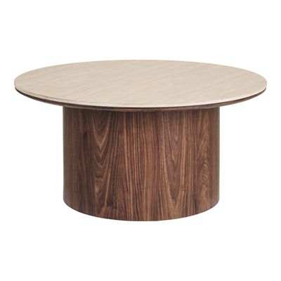 House Nordic Delphi Soffbord - Keramisk bordsskiva, Travertin/Mörkbrun, ø80x40 cm