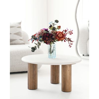 House Nordic Fondi Soffbord - Cementlook, sand/brun, ø80x40 cm