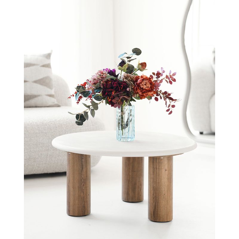 House Nordic Fondi Soffbord - Cementlook, sand/brun, ø80x40 cm