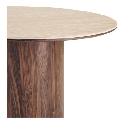 House Nordic Delphi Matbord - Keramisk bordsskiva, travertin/mörkbrun, ø120x76 cm