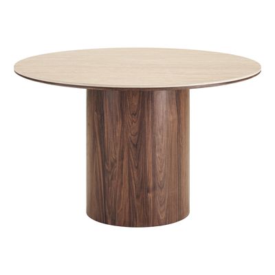 House Nordic Delphi Matbord - Keramisk bordsskiva, travertin/mörkbrun, ø120x76 cm