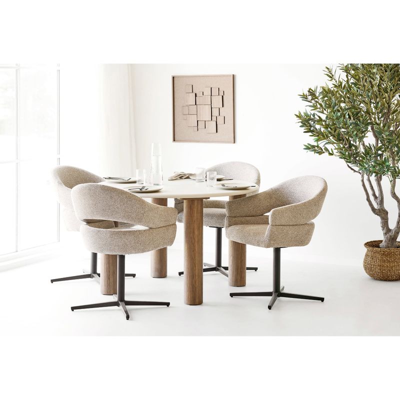 House Nordic Fondi Matbord - Cementlook, sand/brun, ø120x76 cm