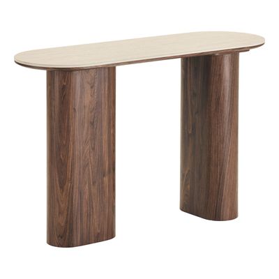 House Nordic Delphi Konsolbord - Keramisk bordsskiva, travertin/mörkbrun