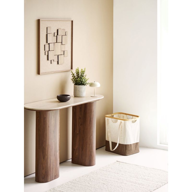 House Nordic Delphi Konsolbord - Keramisk bordsskiva, travertin/mörkbrun