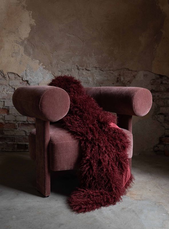 Fondaco Curly Pläd Vinröd 120x150 cm