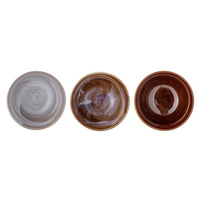 Bloomingville, Lotus Skålar 13,5 cm Brun/Vit Stengods 24-pack, 500 ml